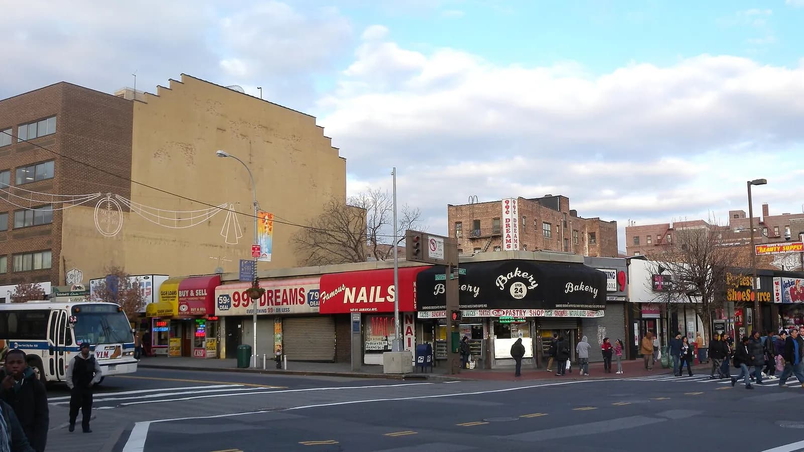 Storefronts at Jamaica Avenue and Sutphin Boulevard in Jamaica, Queens